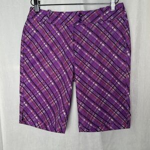 3/$20💥 Callaway Opti Dri Bermuda Golf Shorts Purple Plaid Athletic Pockets